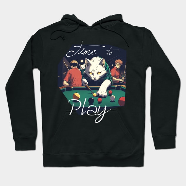 Cat Playing Pool Hoodie by ArtRoute02